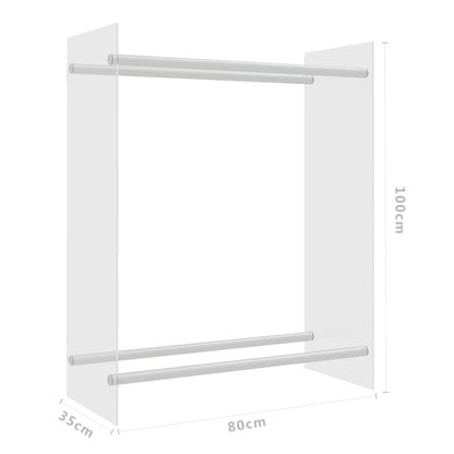 vidaXL Firewood Rack Transparent 80x35x100 cm Tempered Glass