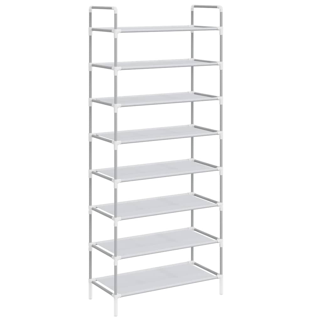 vidaXL Shoe Rack with 8 Shelves Metal and Non-woven Fabric Silver
