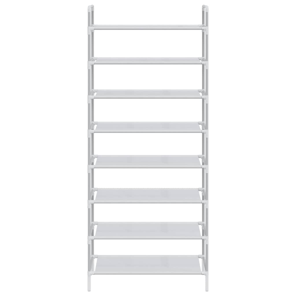 vidaXL Shoe Rack with 8 Shelves Metal and Non-woven Fabric Silver