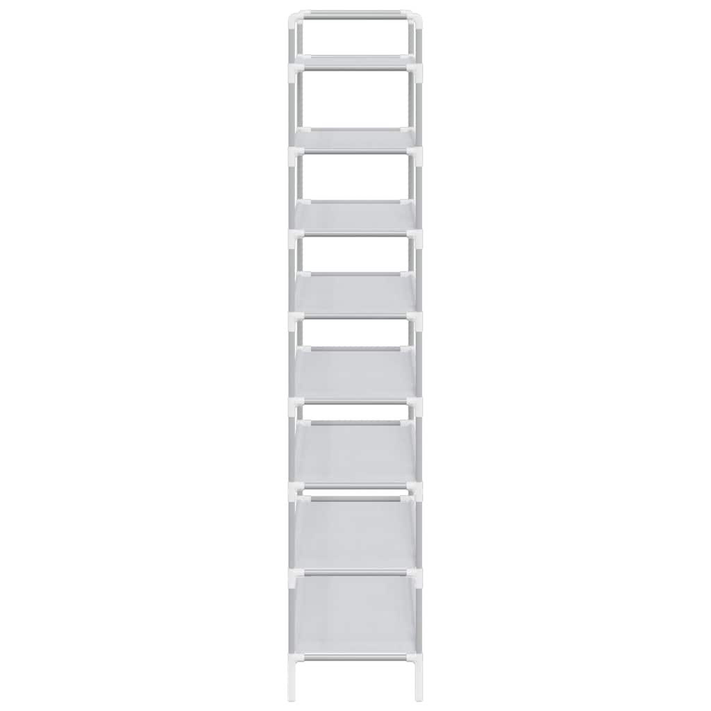 vidaXL Shoe Rack with 8 Shelves Metal and Non-woven Fabric Silver