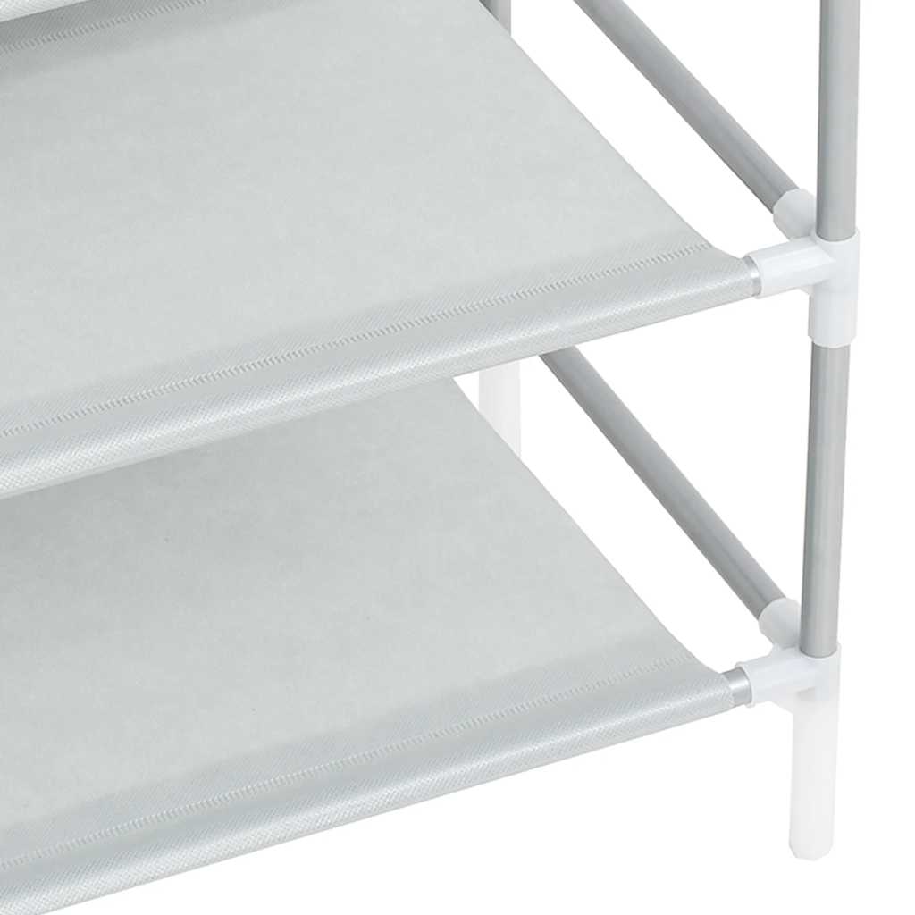 vidaXL Shoe Rack with 8 Shelves Metal and Non-woven Fabric Silver