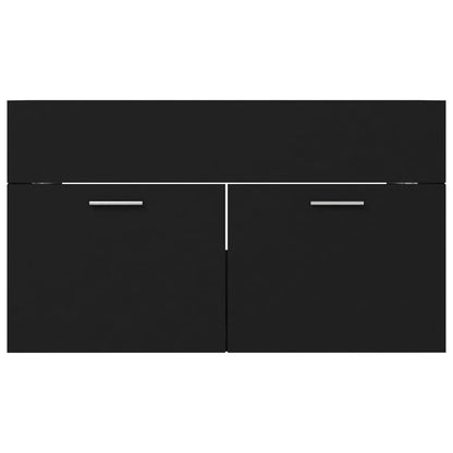 vidaXL Sink Cabinet with Built-in Basin Black Engineered Wood