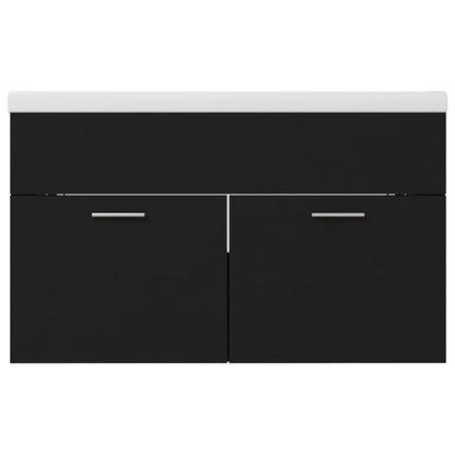 vidaXL Sink Cabinet with Built-in Basin Black Engineered Wood