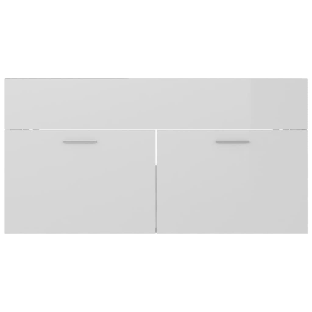 vidaXL Sink Cabinet with Built-in Basin High Gloss White Engineered Wood