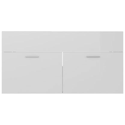 vidaXL Sink Cabinet with Built-in Basin High Gloss White Engineered Wood