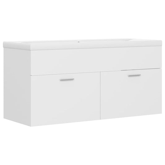 3070847 vidaXL Sink Cabinet with Built-in Basin White Engineered Wood (804674+145064)