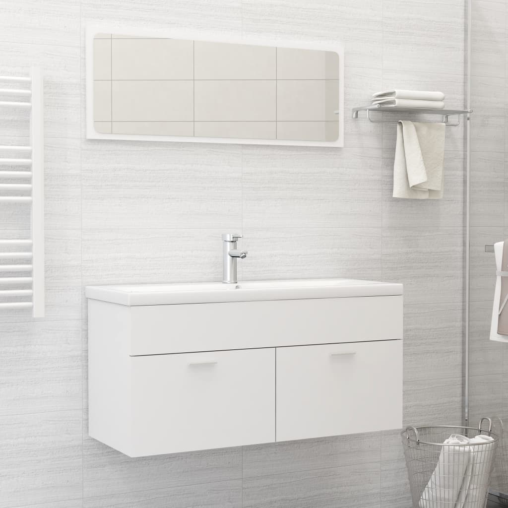 vidaXL Sink Cabinet with Built-in Basin White Engineered Wood