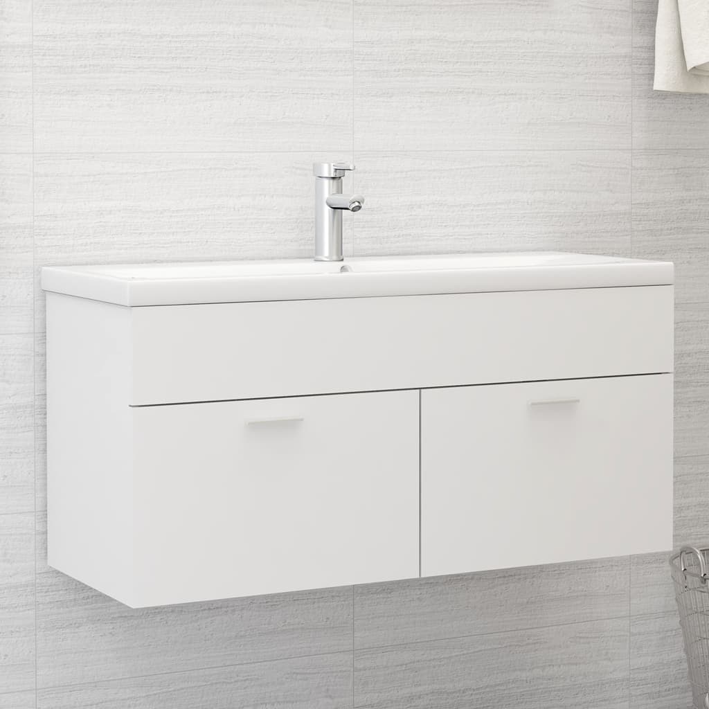 vidaXL Sink Cabinet with Built-in Basin White Engineered Wood