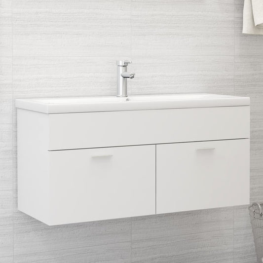 3070847 vidaXL Sink Cabinet with Built-in Basin White Engineered Wood (804674+145064)