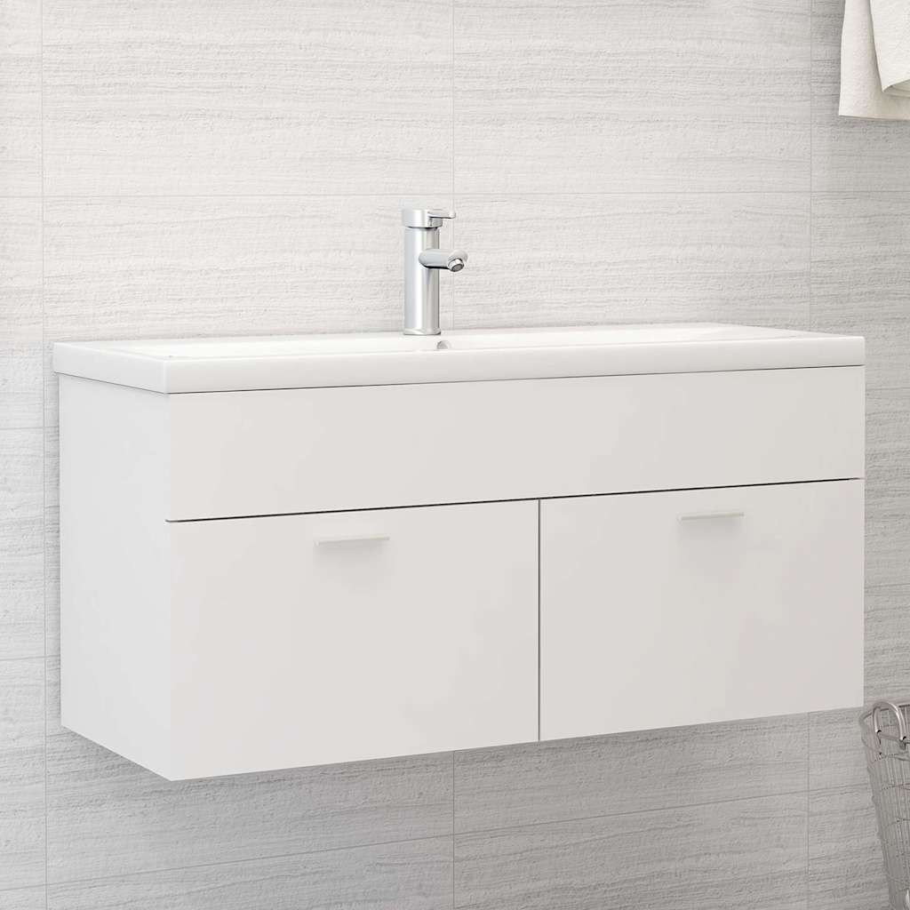 vidaXL Sink Cabinet with Built-in Basin White Engineered Wood
