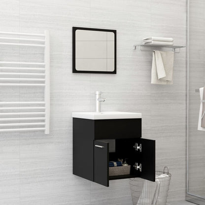 vidaXL Bathroom Furniture Set | Black, White | Engineered Wood, Ceramic | Medium