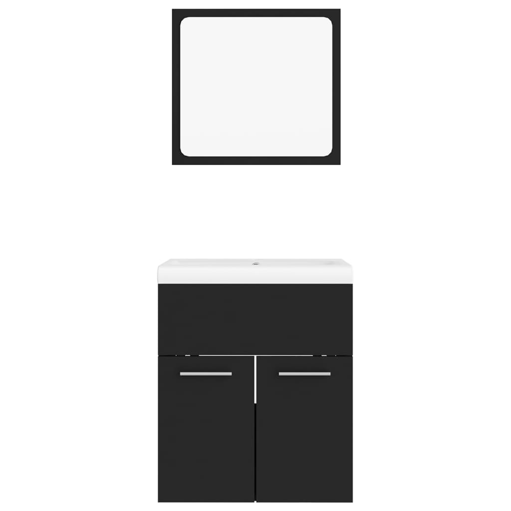 vidaXL Bathroom Furniture Set | Black, White | Engineered Wood, Ceramic | Medium