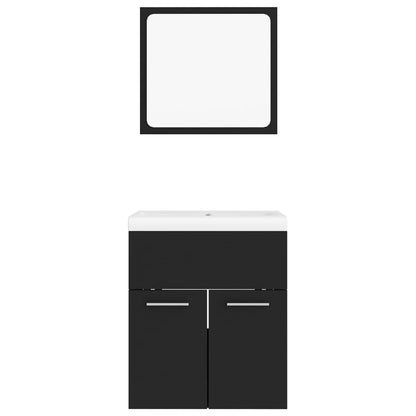 vidaXL Bathroom Furniture Set | Black, White | Engineered Wood, Ceramic | Medium