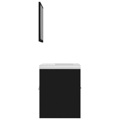 vidaXL Bathroom Furniture Set | Black, White | Engineered Wood, Ceramic | Medium