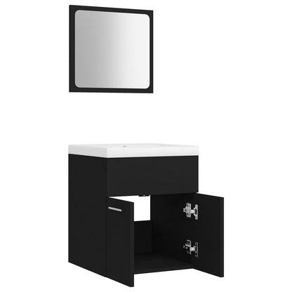 vidaXL Bathroom Furniture Set | Black, White | Engineered Wood, Ceramic | Medium