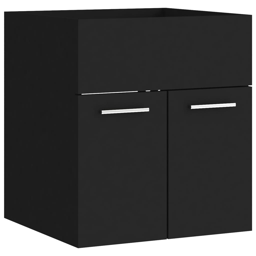vidaXL Bathroom Furniture Set | Black, White | Engineered Wood, Ceramic | Medium