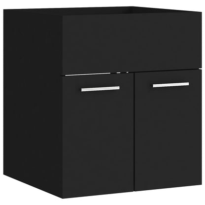 vidaXL Bathroom Furniture Set | Black, White | Engineered Wood, Ceramic | Medium