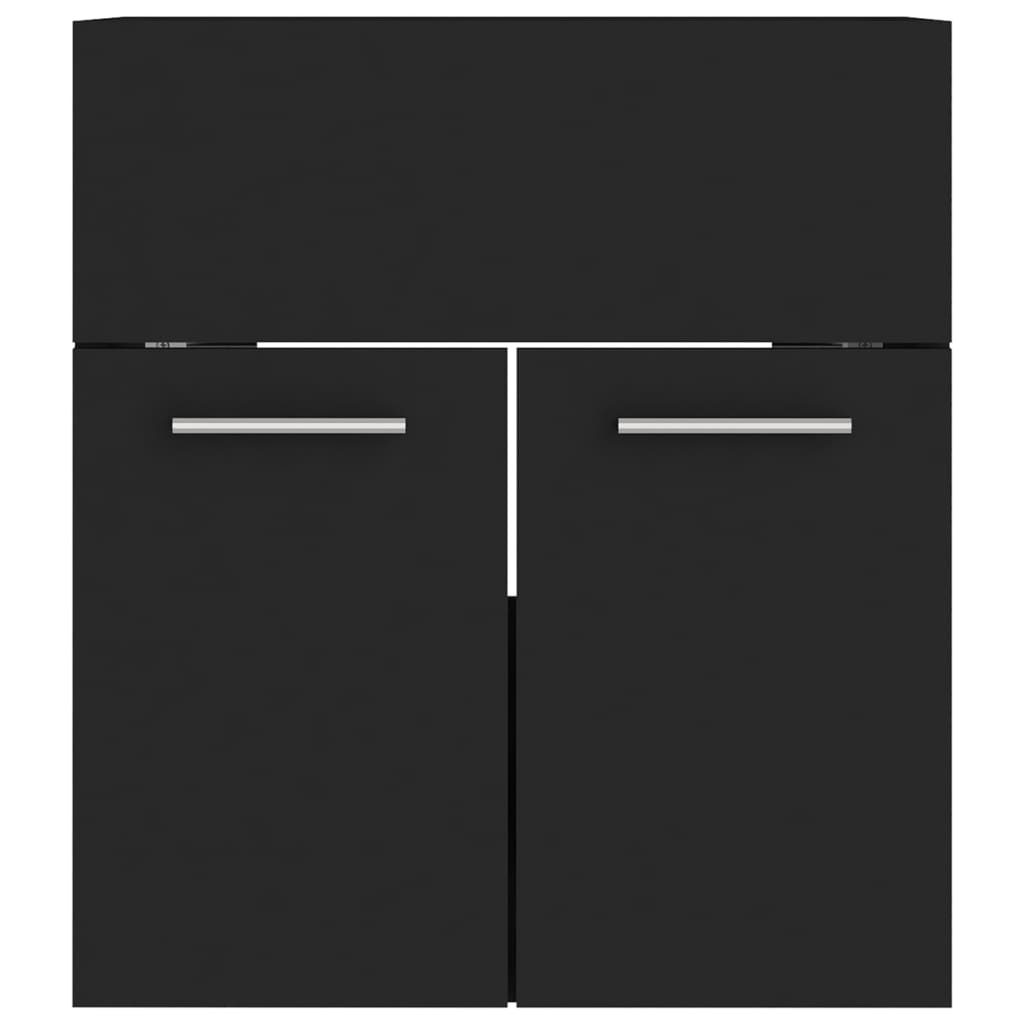 vidaXL Bathroom Furniture Set | Black, White | Engineered Wood, Ceramic | Medium