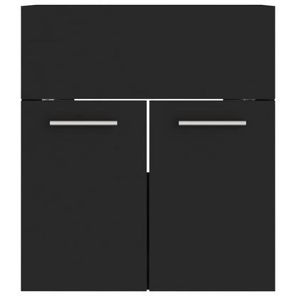 vidaXL Bathroom Furniture Set | Black, White | Engineered Wood, Ceramic | Medium
