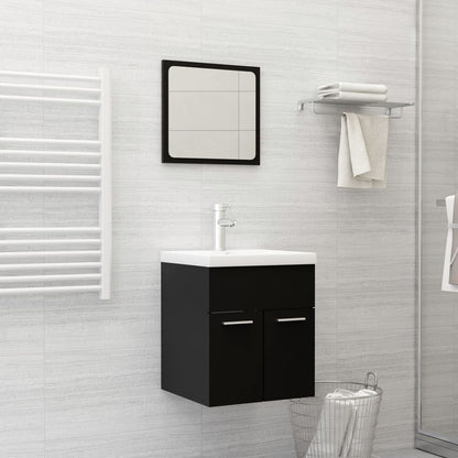 vidaXL Bathroom Furniture Set | Black, White | Engineered Wood, Ceramic | Medium