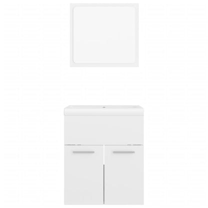 vidaXL Bathroom Furniture Set High Gloss White Engineered Wood