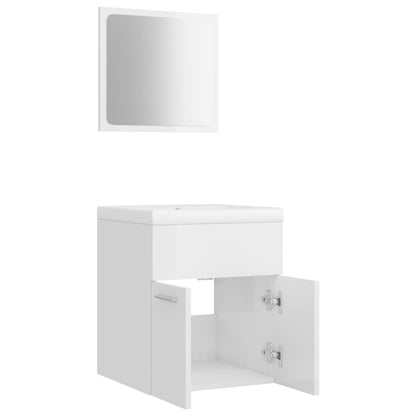 vidaXL Bathroom Furniture Set High Gloss White Engineered Wood
