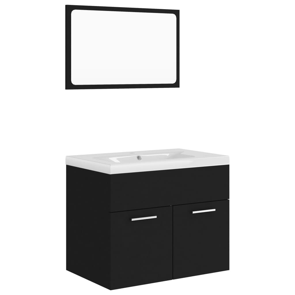 vidaXL Bathroom Furniture Set | Black and White | Engineered Wood and Ceramic