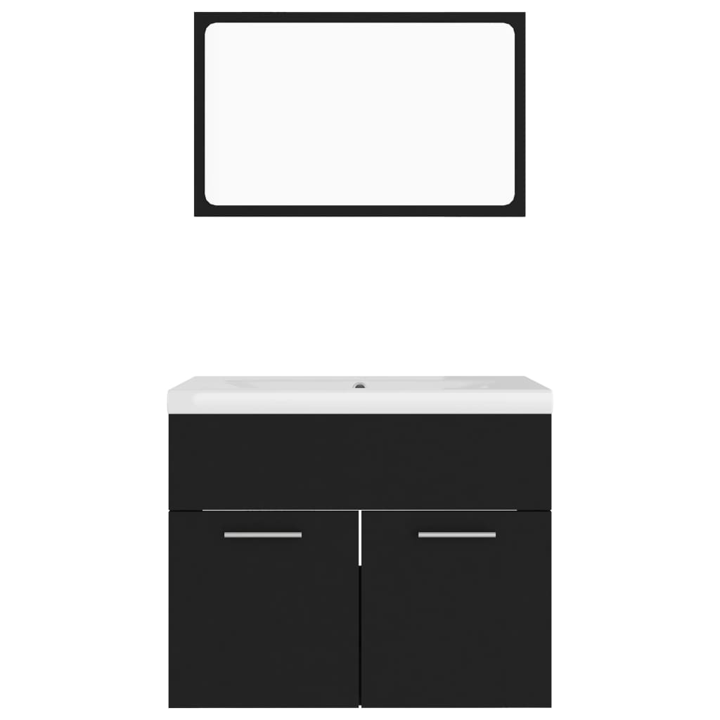 vidaXL Bathroom Furniture Set | Black and White | Engineered Wood and Ceramic