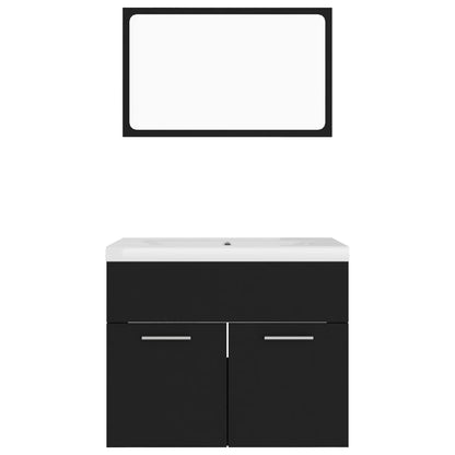 vidaXL Bathroom Furniture Set | Black and White | Engineered Wood and Ceramic