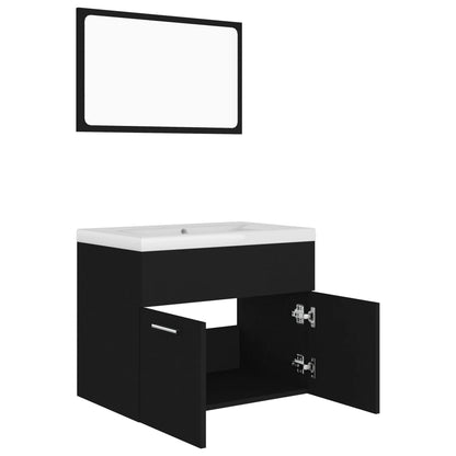 vidaXL Bathroom Furniture Set | Black and White | Engineered Wood and Ceramic