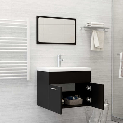 vidaXL Bathroom Furniture Set | Black and White | Engineered Wood and Ceramic