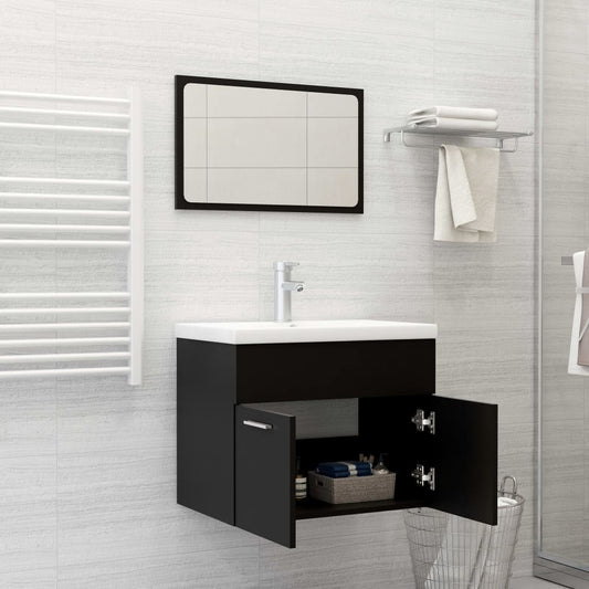 vidaXL Bathroom Furniture Set Black Engineered Wood