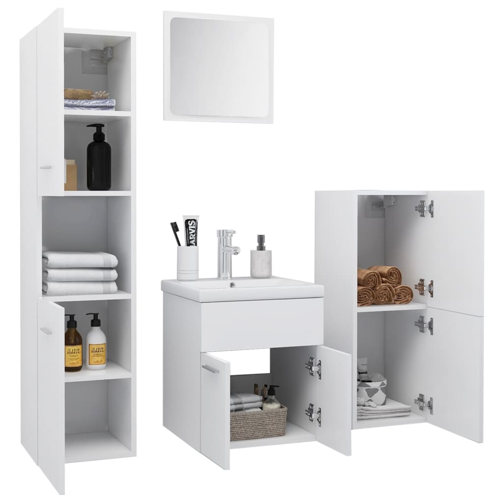 vidaXL Bathroom Furniture Set | White | Engineered wood | Compact