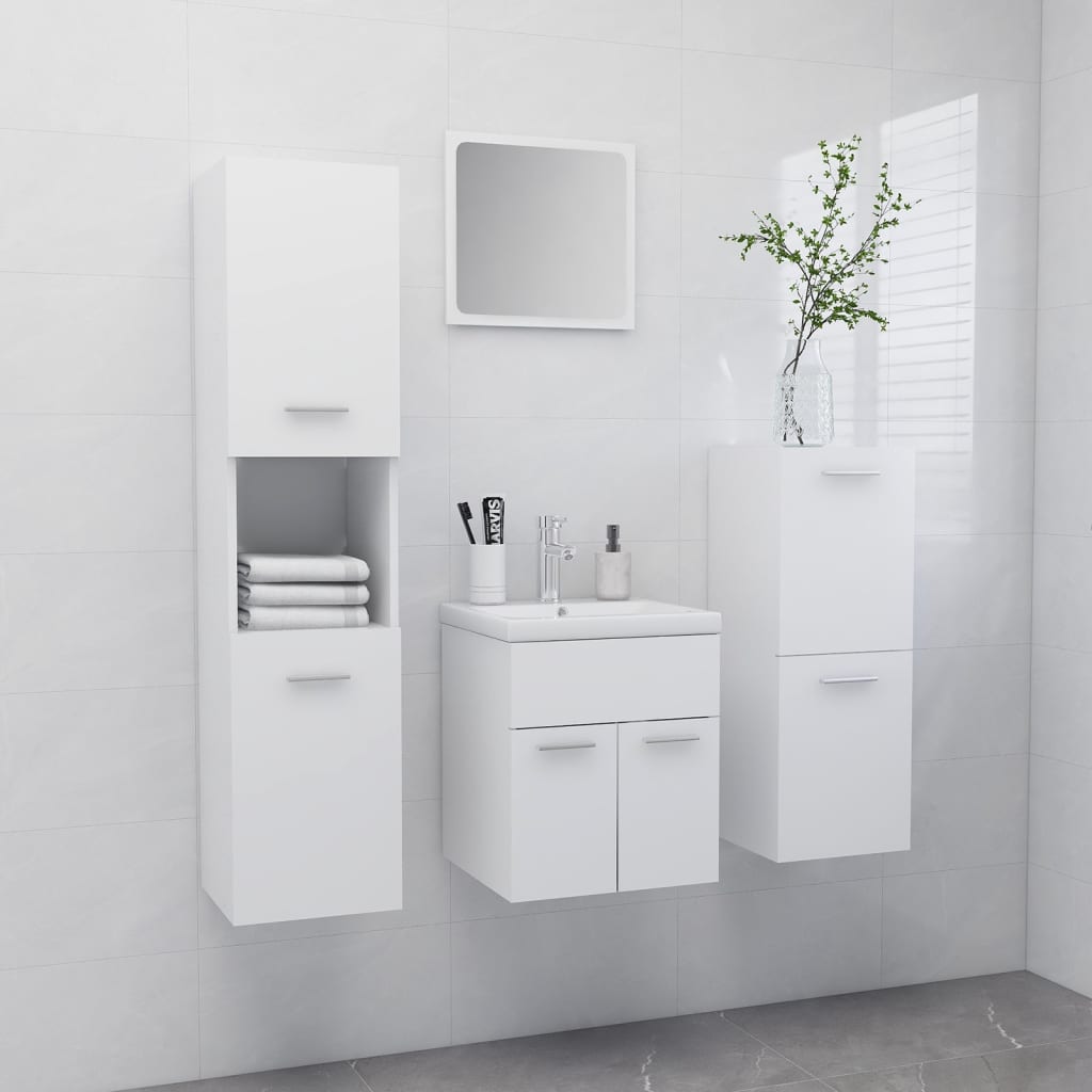 vidaXL Bathroom Furniture Set | White | Engineered wood | Compact