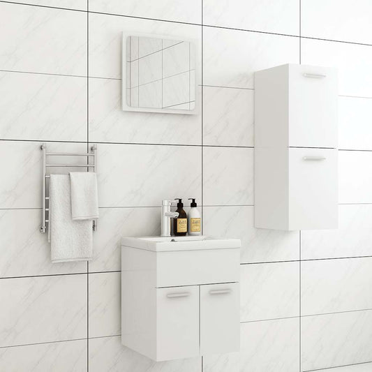 vidaXL Bathroom Furniture Set White Engineered Wood