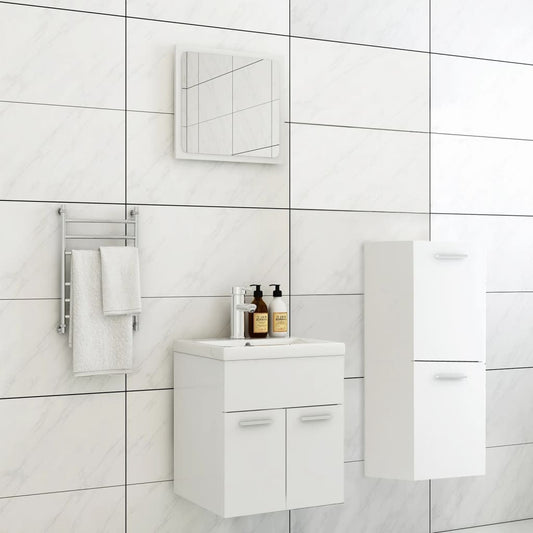 vidaXL Bathroom Furniture Set White Engineered Wood