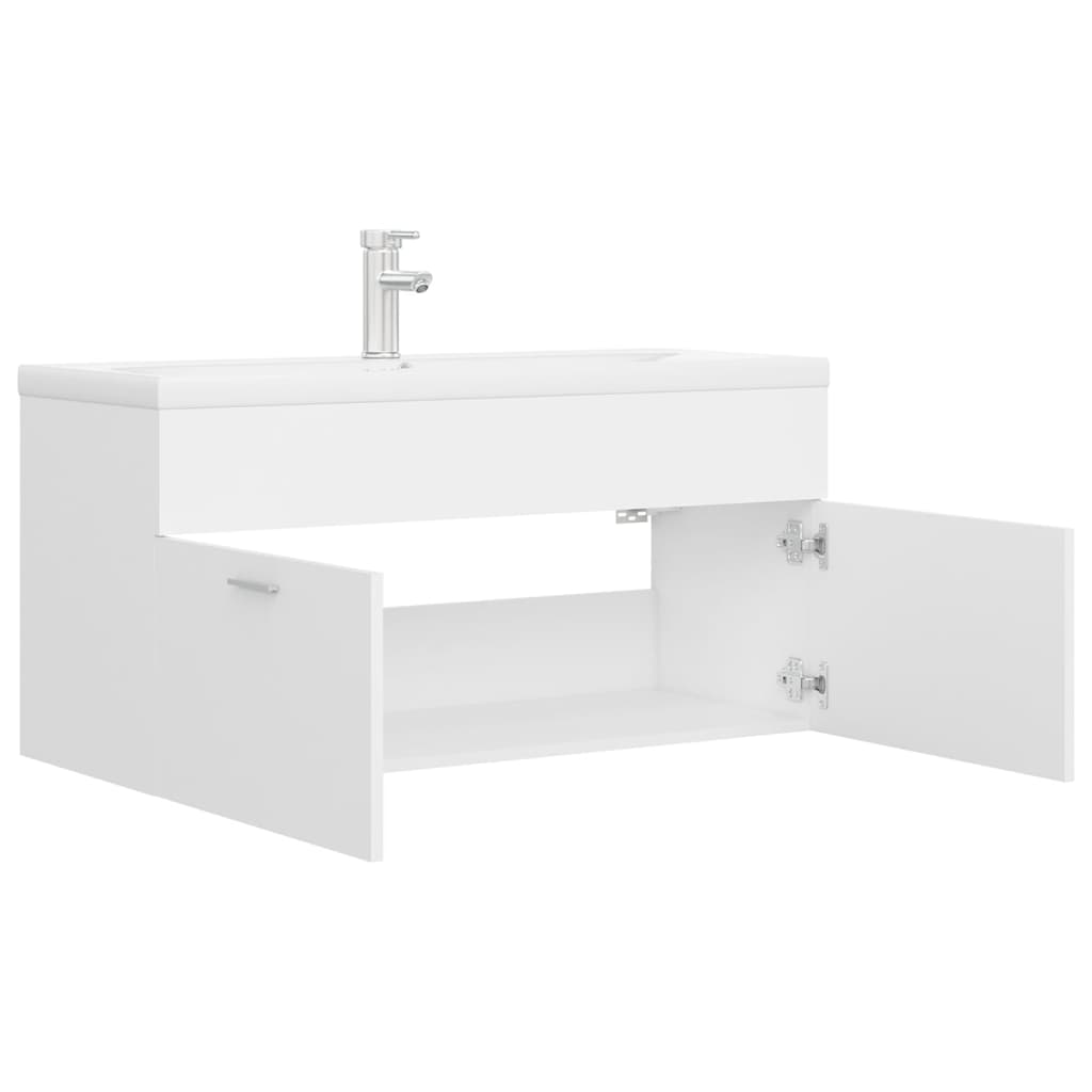 vidaXL Sink Cabinet with Built-in Basin White Engineered Wood
