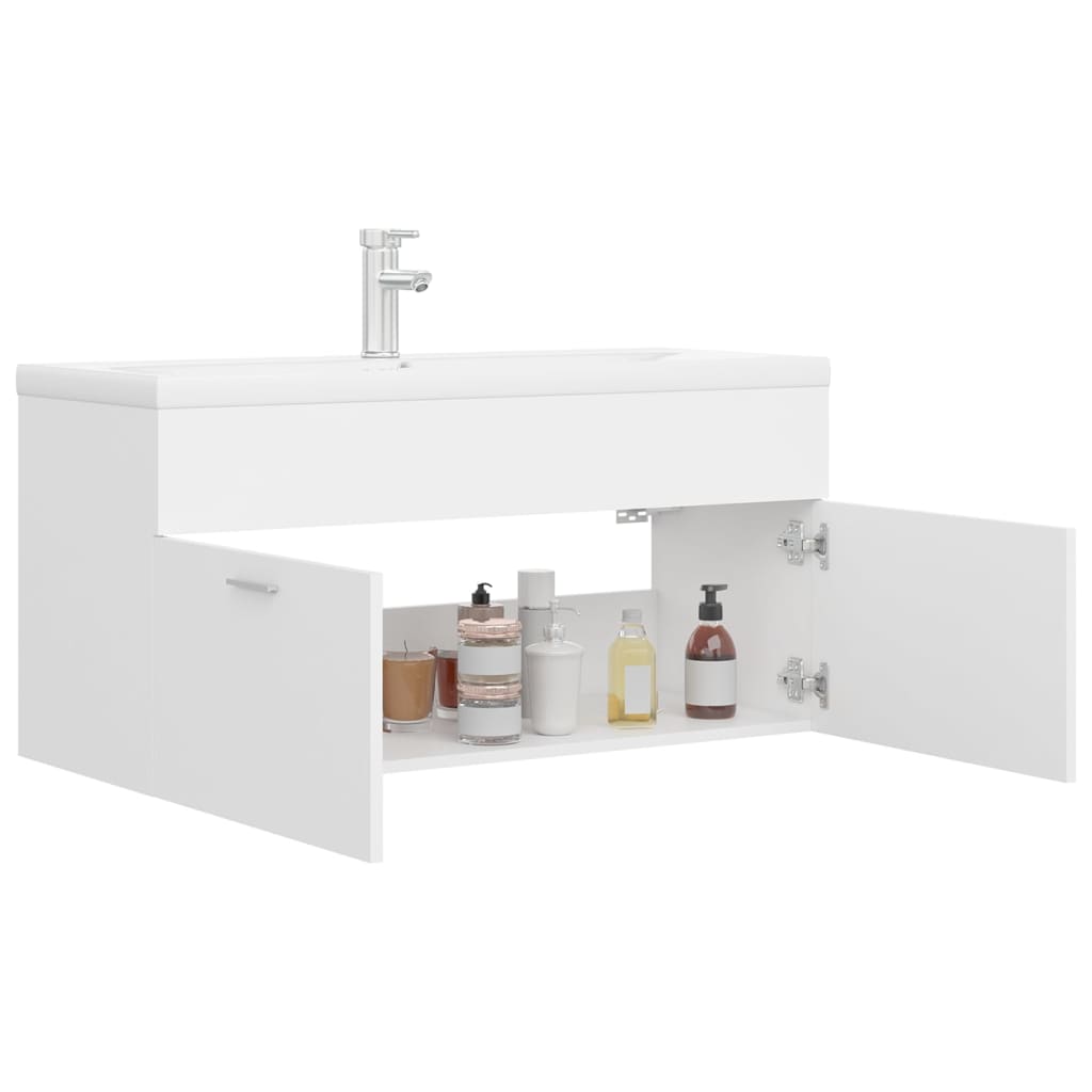 vidaXL Sink Cabinet with Built-in Basin White Engineered Wood