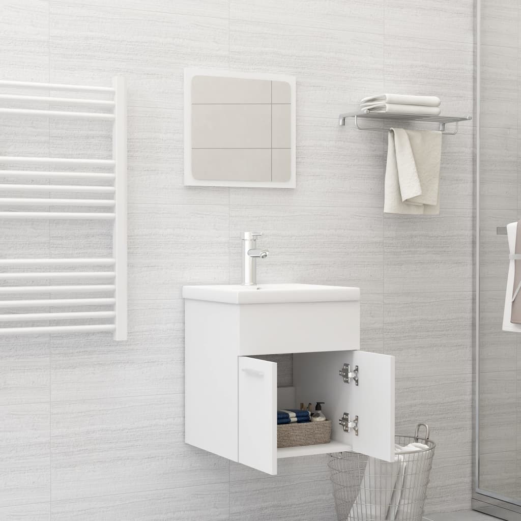 vidaXL Bathroom Furniture Set | White | Engineered wood, Ceramic | Compact