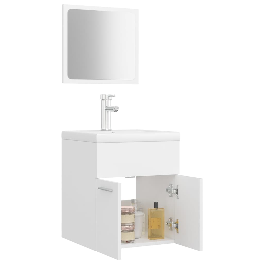 vidaXL Bathroom Furniture Set | White | Engineered wood, Ceramic | Compact