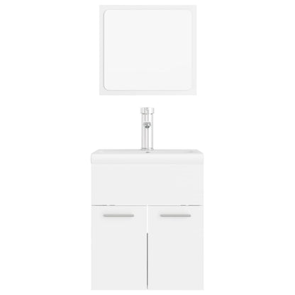 vidaXL Bathroom Furniture Set | White | Engineered wood, Ceramic | Compact