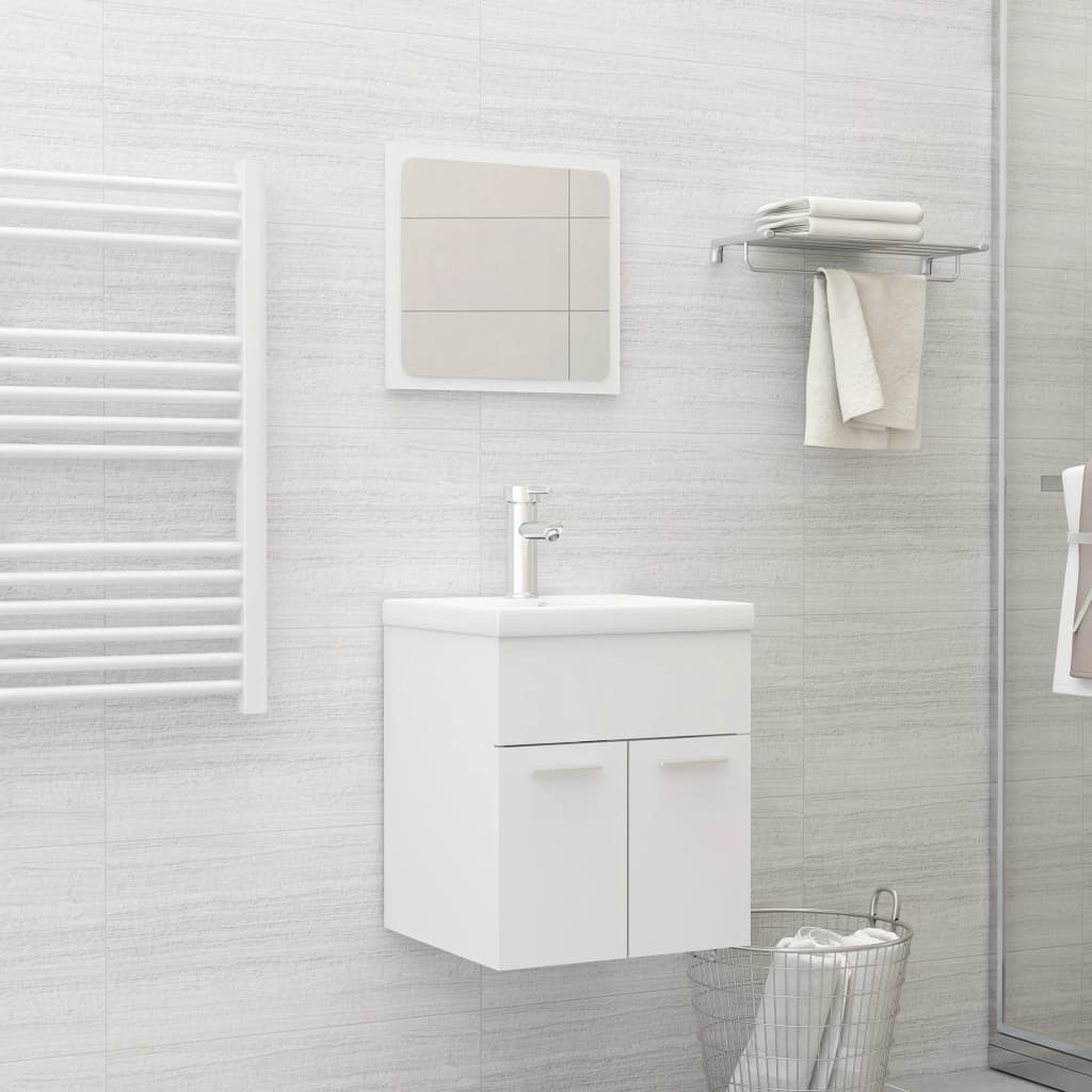 vidaXL Bathroom Furniture Set | White | Engineered wood, Ceramic | Compact