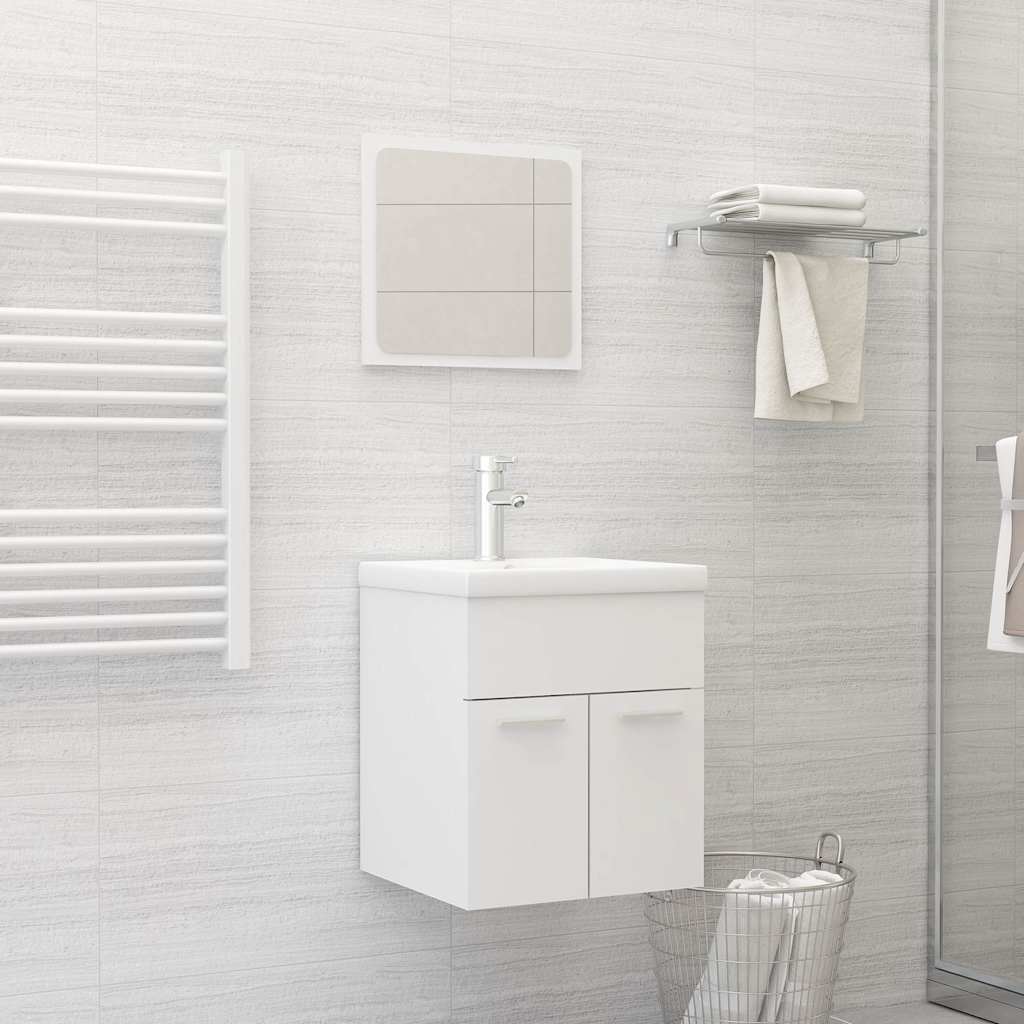 vidaXL Bathroom Furniture Set | White | Engineered wood, Ceramic | Compact