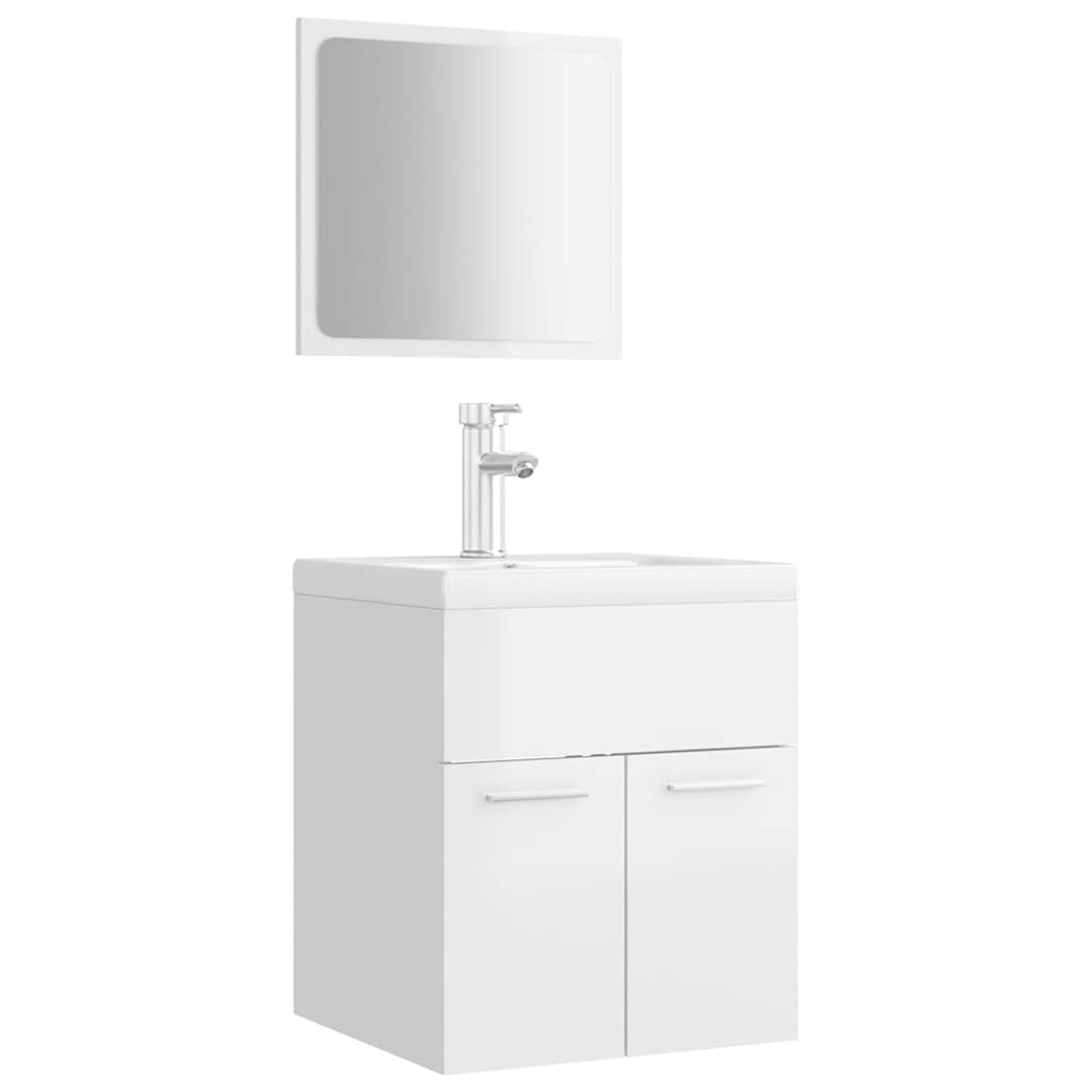 vidaXL Bathroom Furniture Set | High gloss white | Engineered wood, Ceramic