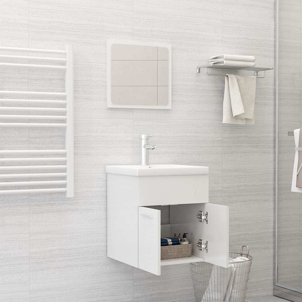 vidaXL Bathroom Furniture Set | High gloss white | Engineered wood, Ceramic