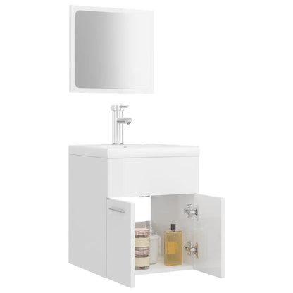 vidaXL Bathroom Furniture Set | High gloss white | Engineered wood, Ceramic