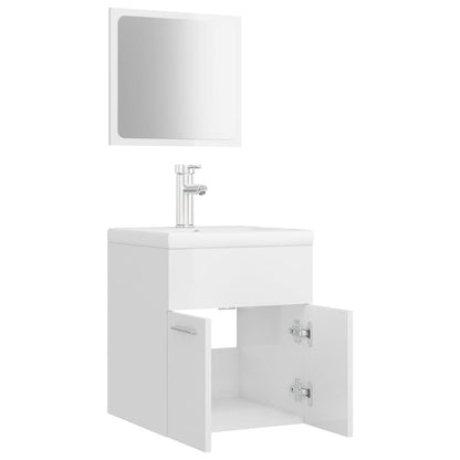 vidaXL Bathroom Furniture Set High Gloss White Engineered Wood