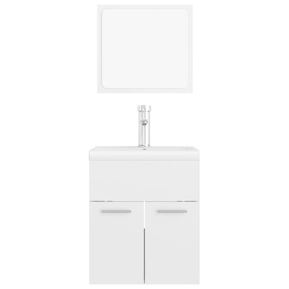 vidaXL Bathroom Furniture Set | High gloss white | Engineered wood, Ceramic