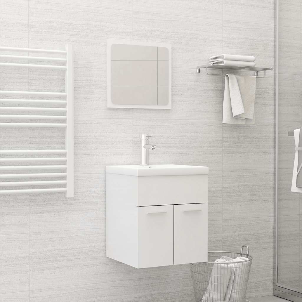 vidaXL Bathroom Furniture Set | High gloss white | Engineered wood, Ceramic