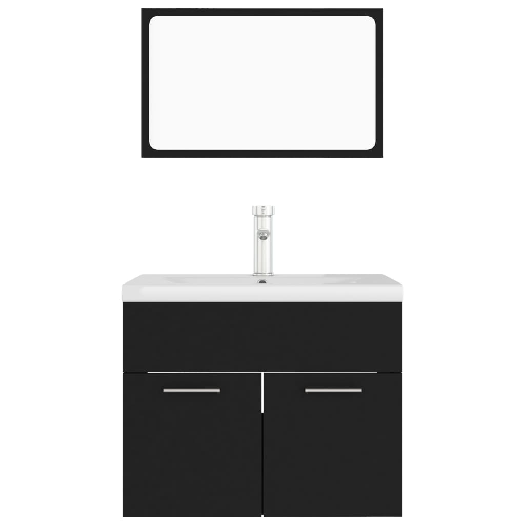 vidaXL Bathroom Furniture Set Black Engineered Wood
